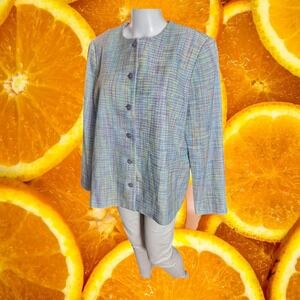 Alfred Dunner Tweed Blazer‎ Pastel Button Front Career Jacket Size 12